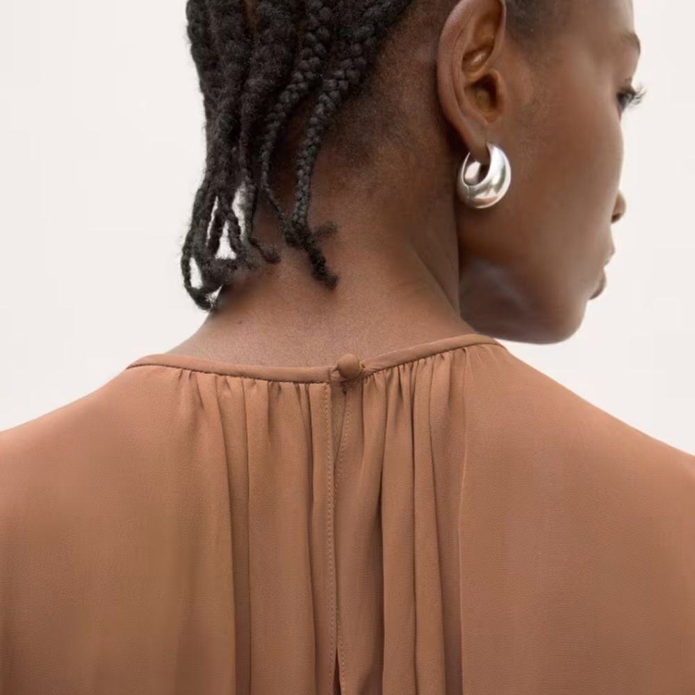 NWOT Everlane The Gathered Midi Dress Carob Brown Size  XXS - Picture 10 of 12